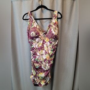 Swimsuits For All Floral One Piece Swimdress Size 20